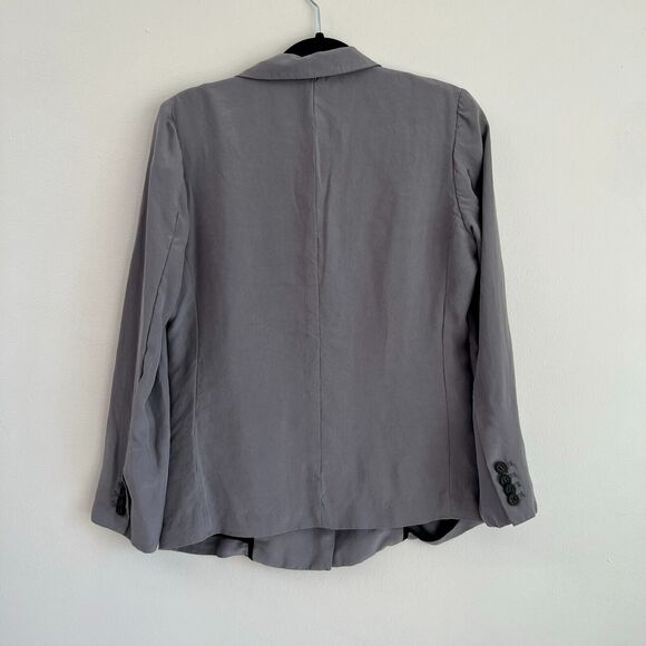 J. Crew Womens Gray 100% Silk Career Work Blazer Jacket s preppy minimal Size 4 - Picture 6 of 8